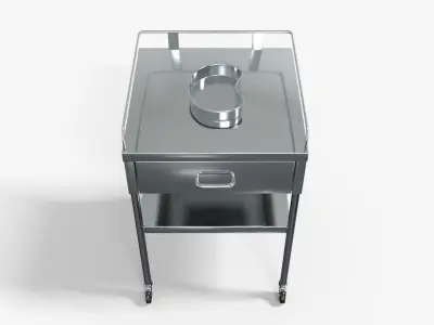 Hospital Bedside Stainless Table Medical Low-poly 3D model