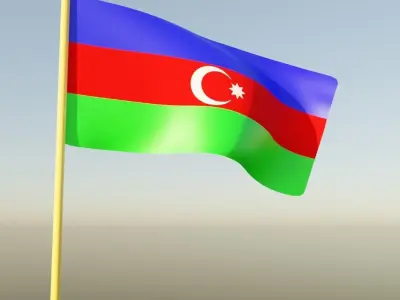 Flag of Azerbaijan 3D model