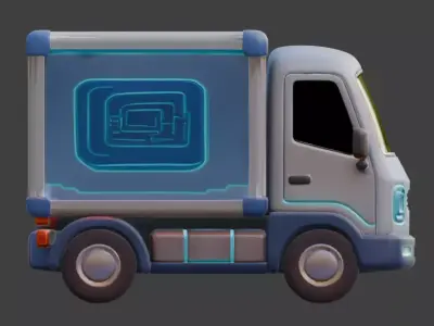 Futuristic Stylized Delivery Truck 3D Model Low-poly 3D model