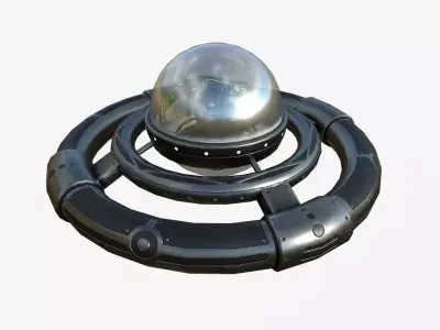 Alien Spaceship UFO E03 Dark Steel - Sci Fi Spacecraft Design Low-poly 3D model