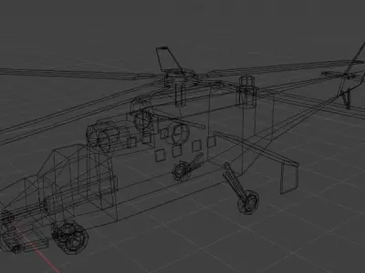 Mi-24 military helicopter Low-poly 3D model