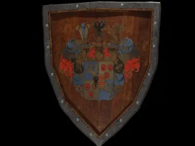 Shield Wooden Medieval Knight Adventurer Warrior 3D model