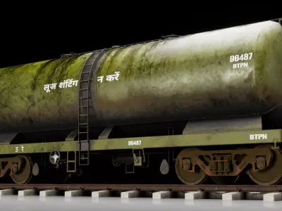 Indian Railways BTPN Tank Freight Wagon Low-poly 3D model