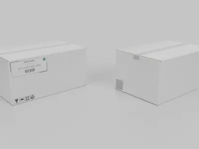 White Cardboard Box R-463 - Rigged and Customizable Low-poly 3D model
