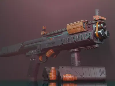 Cyberpunk Style Pump Shotgun Low-poly 3D model