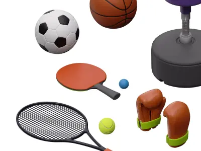 Sports Equipments Set 01 Low-poly 3D model