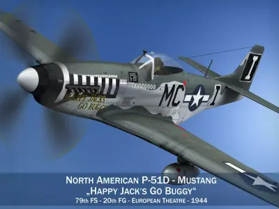 North American P-51D Mustang - Happy Jacks go Buggy 3D model