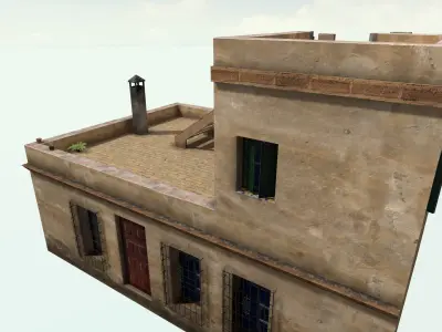 Old High-Quality 3D Colonial House Low-poly 3D model 8
