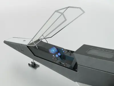 Sci Fi Fighter Jet with Interior Cockpit Low-poly 3D model