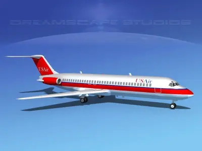 Douglas DC-9-30 US Air 3D model