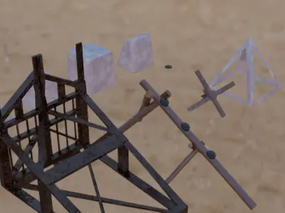 Antitank bundle Low-poly 3D model