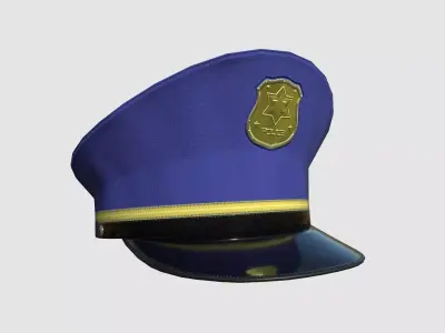 Police Cap 01 Blue- Military Character Design Fashion Low-poly 3D model