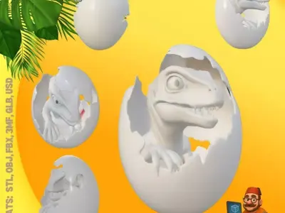 Hatching Baby Dinosaur Unique Design Pendants 3D print model