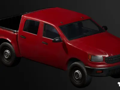 Pickup Truck - Rigged and BP Controllable Low-poly 3D model