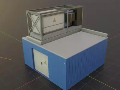 Power Storage Container with Control Module 2 Blue Low-poly 3D model