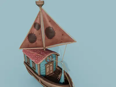 Fantastic Ship Low-poly 3D model