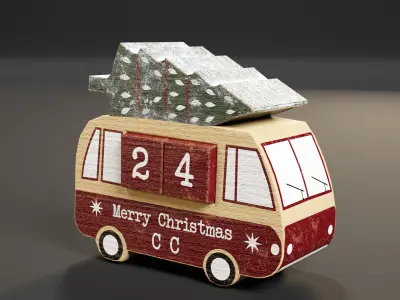 Christmas Wood Toy Truck Low-poly 3D model