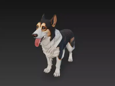 Dog Realistic 3D Model Basic - Low Poly Realistic Low-poly 3D model