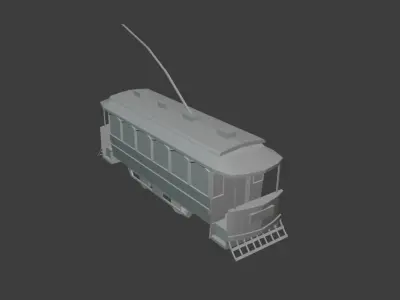 Low poly JG Brill Tramway  Low-poly 3D model