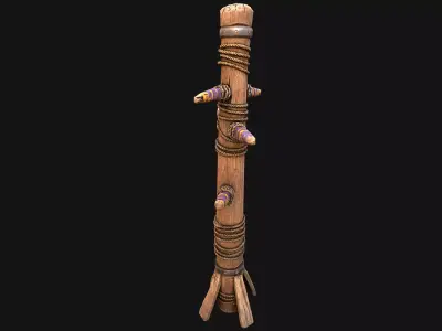 Medieval Punching Dummy Training Furniture Low-poly 3D model