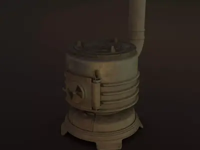 Old Japanese Stove Low-poly 3D model