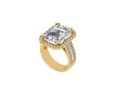 Emerald Art Deco Ring 3D print model