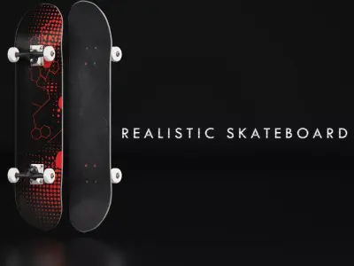 Realistic Rigged Skateboard - Rig for Cinema 4D Low-poly 3D model