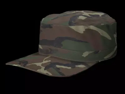 Military Camo Cap Low-poly 3D model