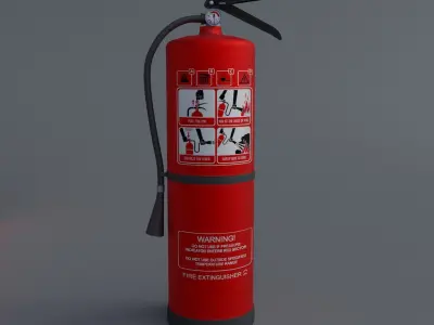Fire Equipment Set Fire Extinguisher  Cabinet Alarm PBR Material Low-poly 3D model
