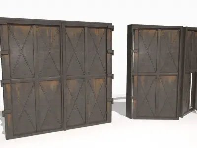 Industrial metal gate 3 Low-poly 3D model