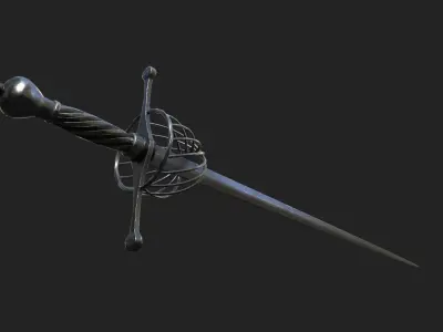 Rapier PBR GameReady sword Low-poly 3D model