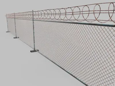Barbed-Wire-Fence barbed wire on fence 3D model