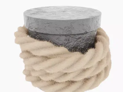 Rope around Mooring Post Low-poly 3D model