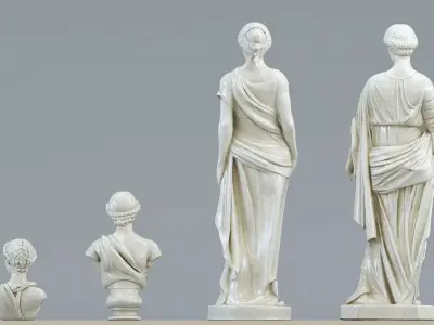 Pack classical sculptures Low-poly 3D model
