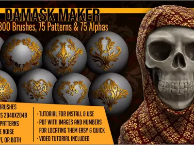 Damask Maker 300 ZBrush Brushes 3D model