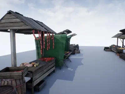 Medieval Market PBR Low-poly 3D model