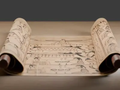 Ancient Egyptian Papyrus Scroll Low-poly 3D model