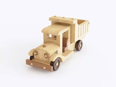Wooden toy dump truck 02 3D model