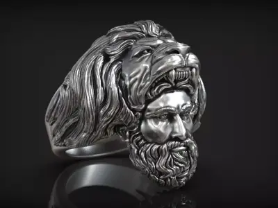 Hercules Nemean Lion Head Greek Myth Antique Ring 3D print model