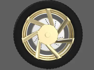 Simple Gold Wheel 3 3D model
