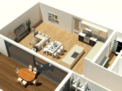 house interior and exterior 3D model