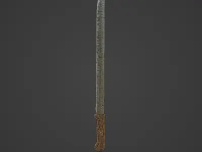 stylized machete weapon PBR low-poly game ready Low-poly 3D model