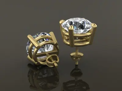 4-Prong Solitaire Earring Basket 10MM 3D print model