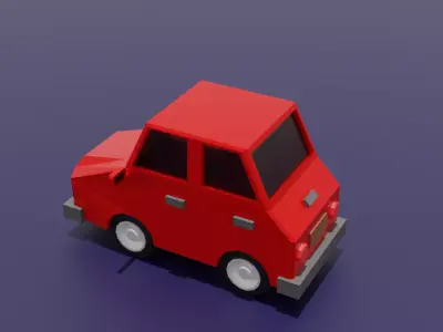 Free Low Poly Red Car 3D Model Game Ready Asset Free low-poly 3D model