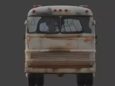 Wrecked Small Transit Bus 3D Model Low-poly 3D model