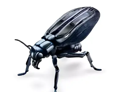 SciFi Robotic Insect Metal Wasp Low-poly 3D model
