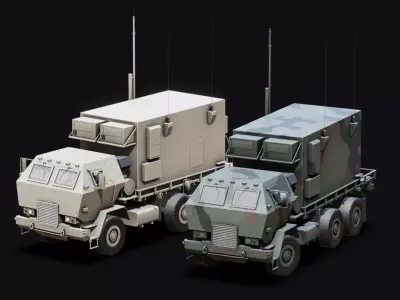 Military Command and Launch Control Vehicle Low-poly 3D model
