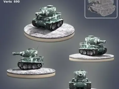 Low poly Mini Tank Low-poly 3D model