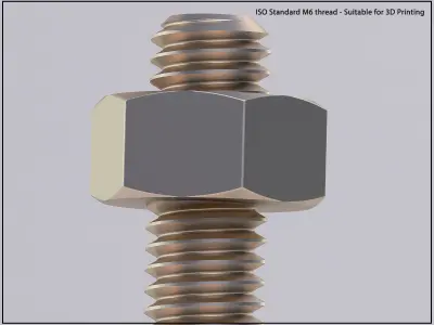 Bolt and Nut  M6 thread  Suitable for 3D Printing 3D print model