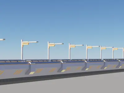 Sci-fi Modular Uncovered Elevated Walkway  3D model